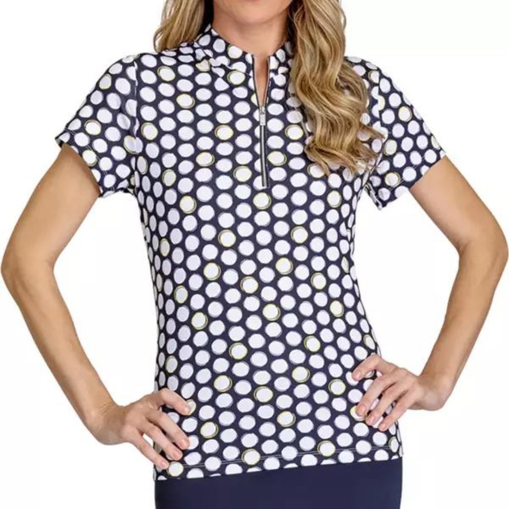 NWT Tail Women's 1/4 Zip Dot Short Sleeve Golf Polo